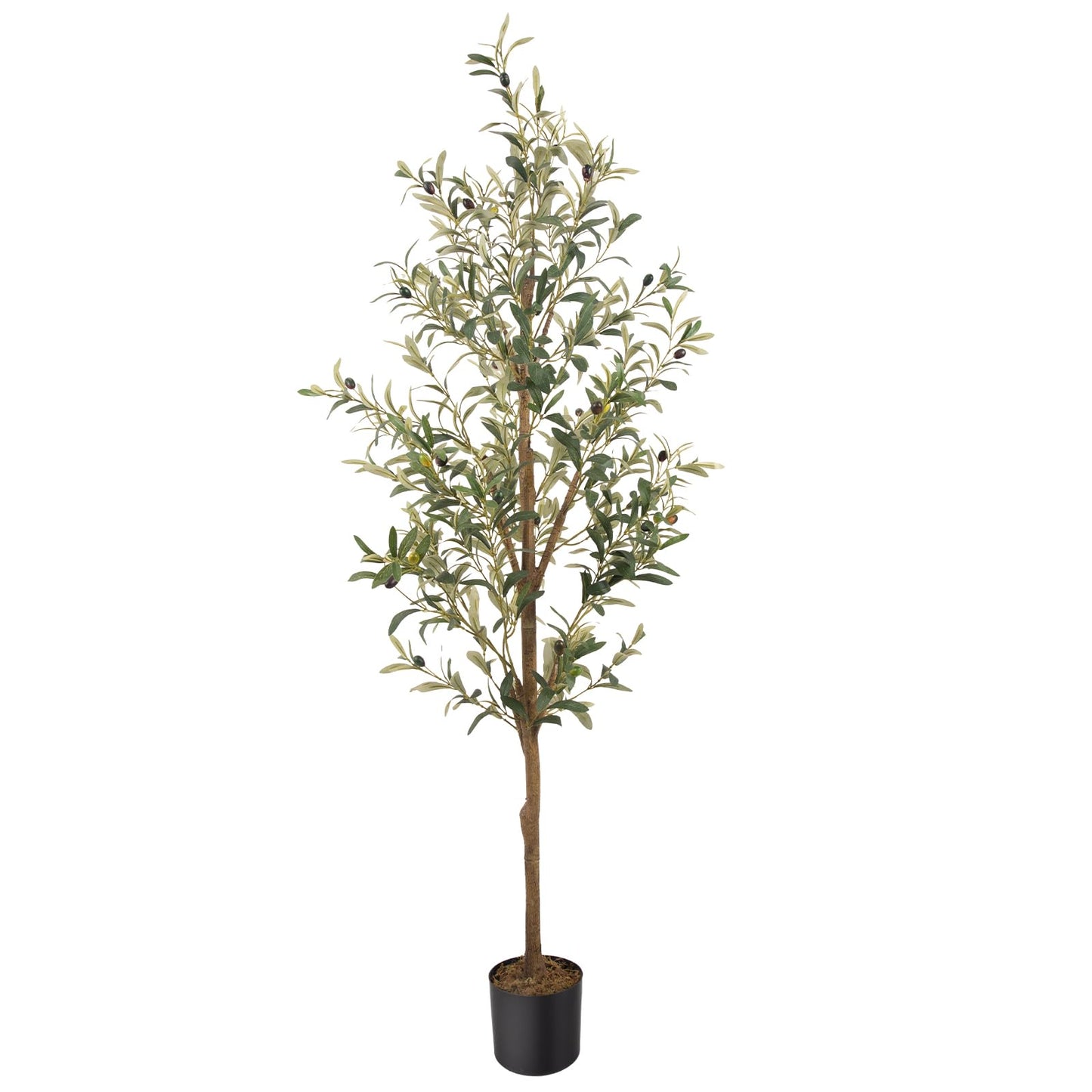 Artificial Fake Olive Tree 6FT Tall 1Pack Faux Silk Olive Tree for Home Living Room Office Decor Faux Artificial Plants Indoor Fake Potted Plants with Fruit & Free Moss