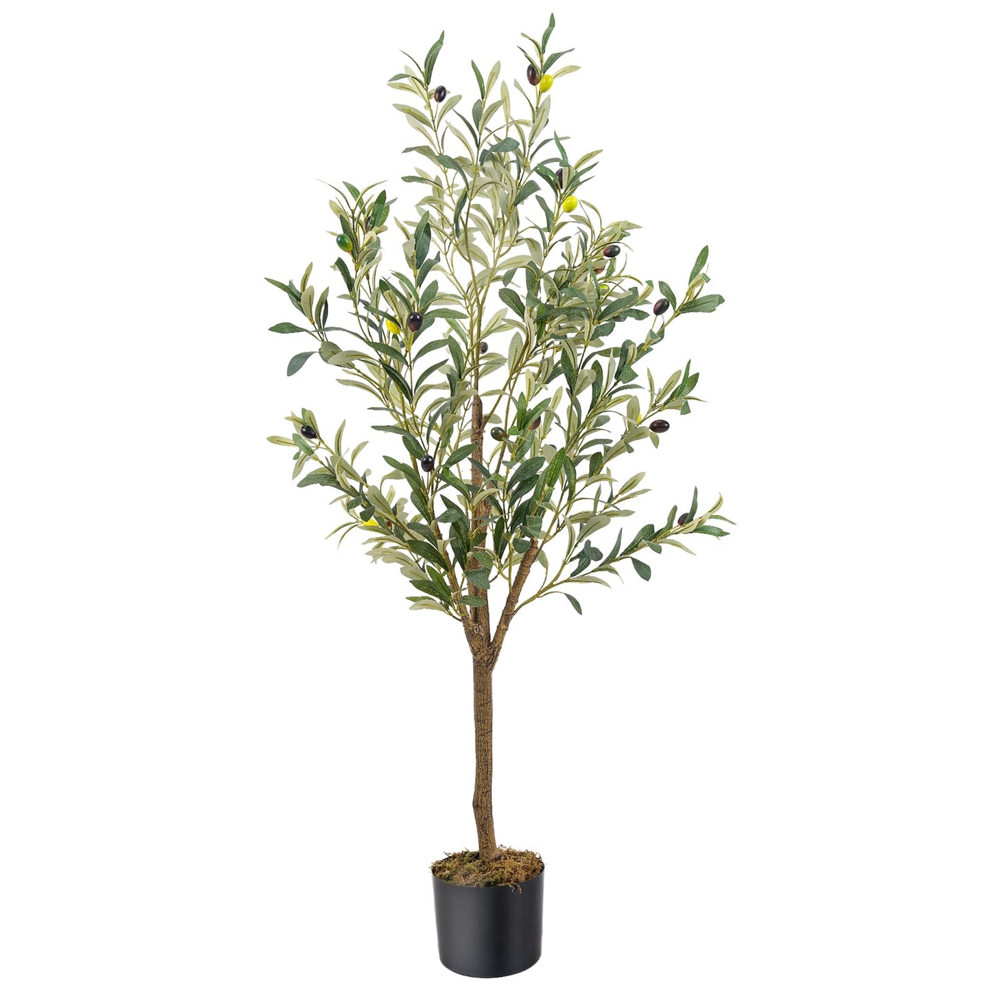 Artificial Fake Olive Tree 6FT Tall 1Pack Faux Silk Olive Tree for Home Living Room Office Decor Faux Artificial Plants Indoor Fake Potted Plants with Fruit & Free Moss