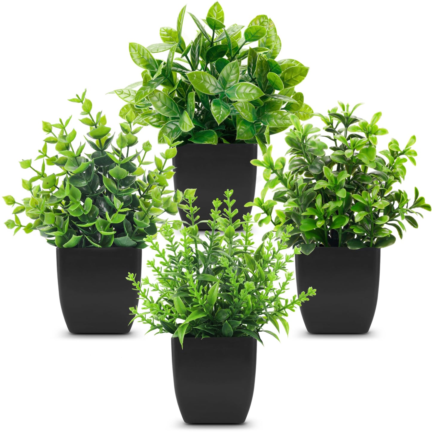 Der Rose 4 Pack Fake Plants Mini Artificial Greenery Potted Plants for Home Decor Indoor Office Table Room Farmhouse Bathroom Decor