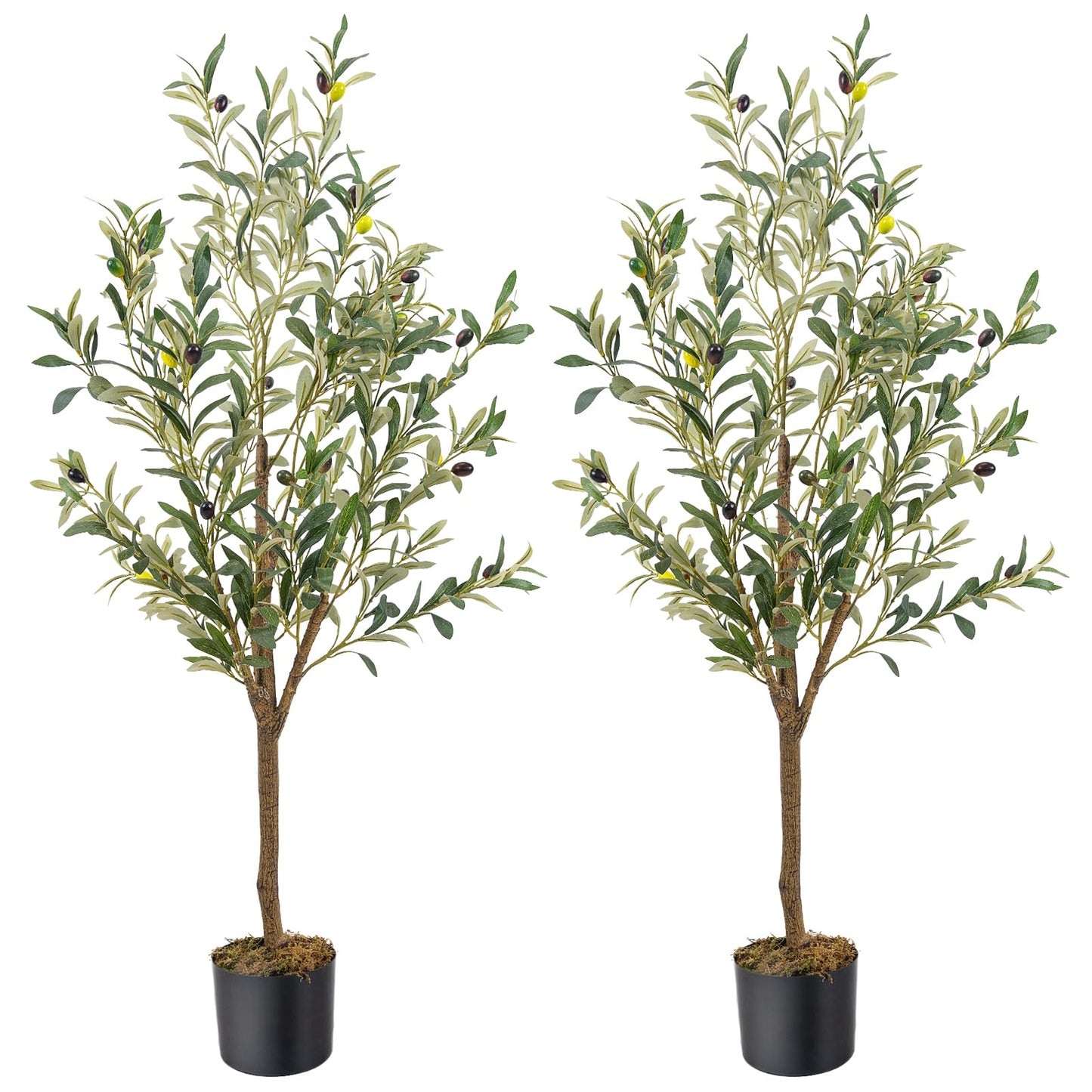 Artificial Fake Olive Tree 6FT Tall 1Pack Faux Silk Olive Tree for Home Living Room Office Decor Faux Artificial Plants Indoor Fake Potted Plants with Fruit & Free Moss