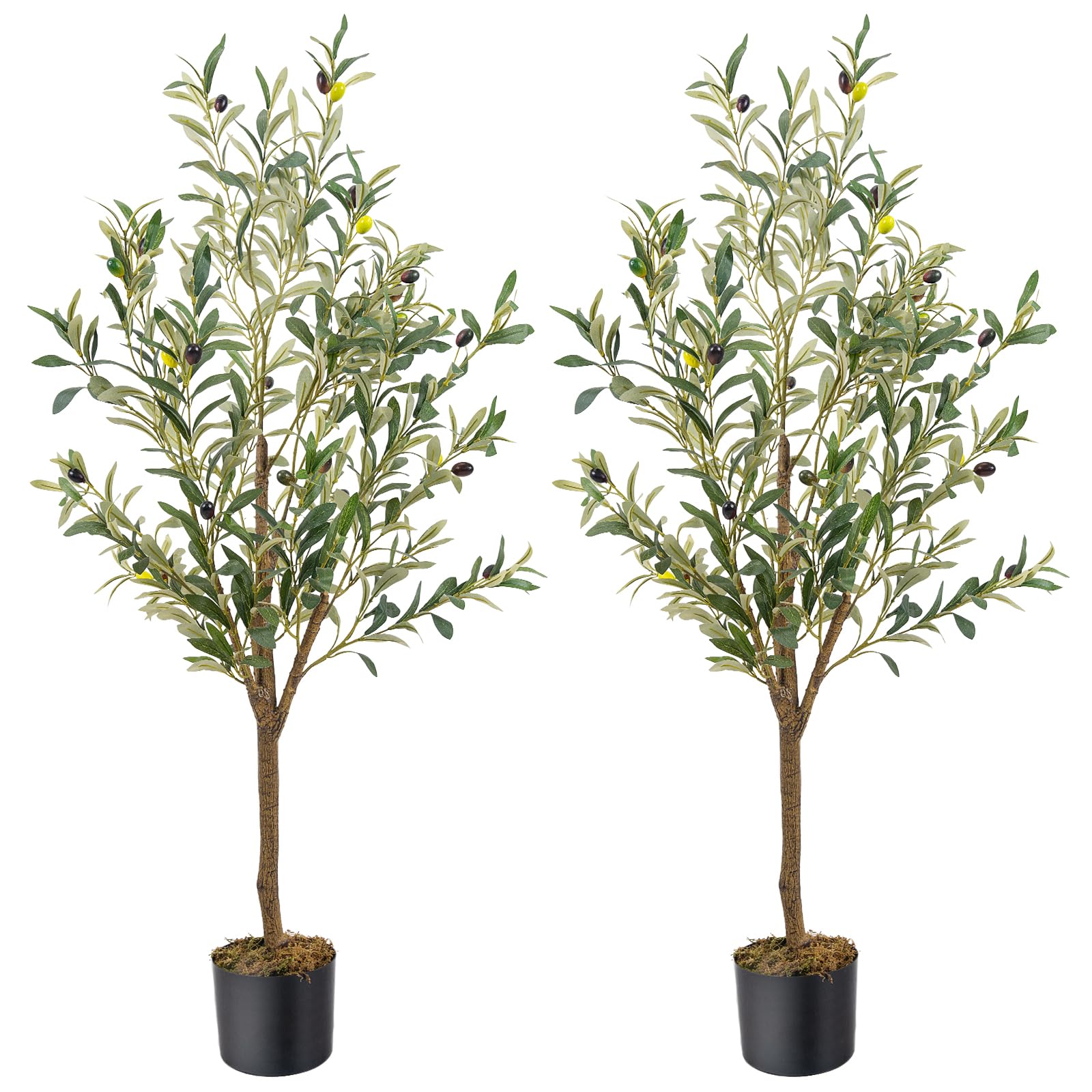 Artificial Fake Olive Tree 6FT Tall 1Pack Faux Silk Olive Tree for Home Living Room Office Decor Faux Artificial Plants Indoor Fake Potted Plants with Fruit & Free Moss