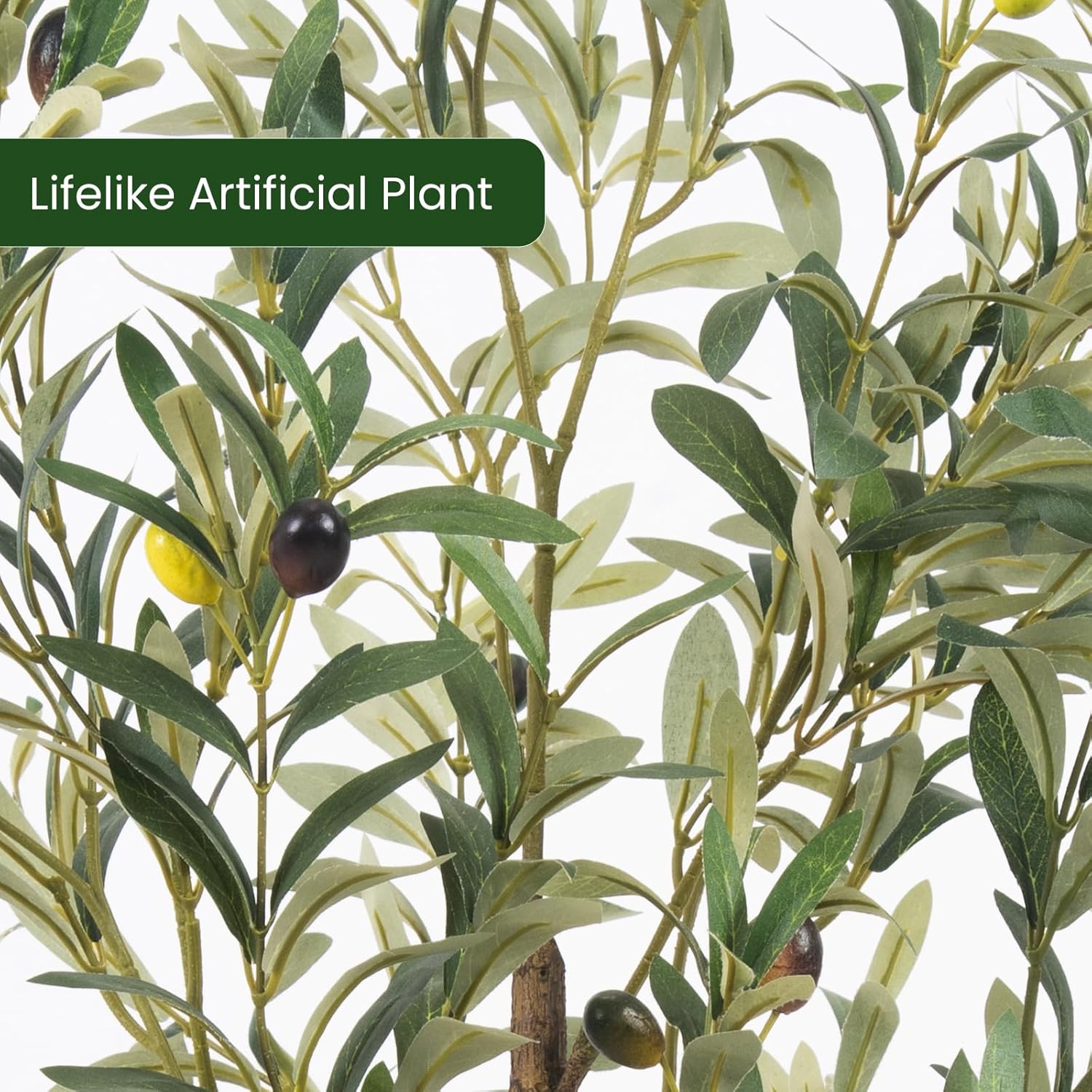 Artificial Fake Olive Tree 6FT Tall 1Pack Faux Silk Olive Tree for Home Living Room Office Decor Faux Artificial Plants Indoor Fake Potted Plants with Fruit & Free Moss