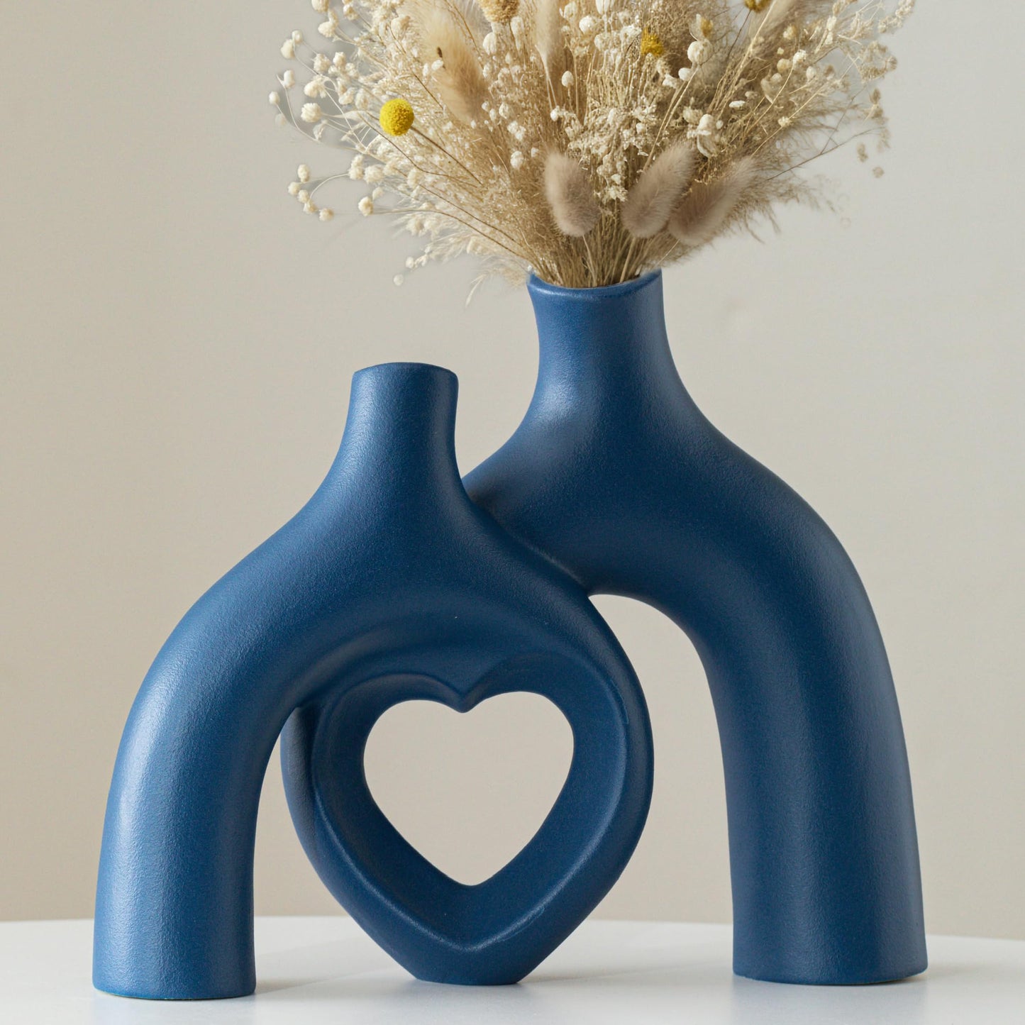 Modern Ceramic Vase, Snuggle Heart-Shaped Abstract Sculpture Vases, Minimalist Boho Home Decor for Living Room Shelf & Table Centerpiece Decorative Vase (Milky White)